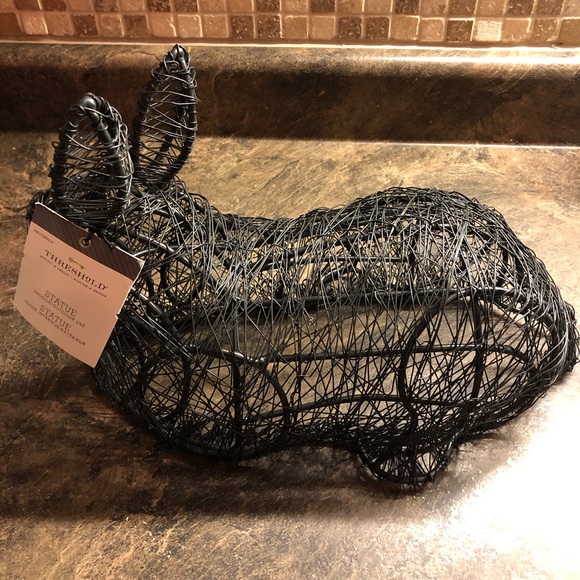 Threshold Black Wire Rabbit Statue Topiary Base Garden Easter Bunny Decor New - Picture 4 of 8